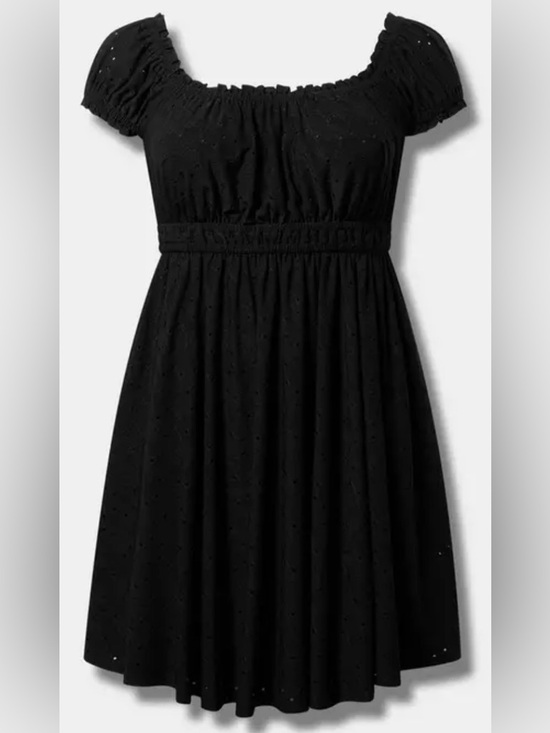 torrid Dresses & Skirts - Torrid Black Cap Sleeve Eyelet Midi Dress